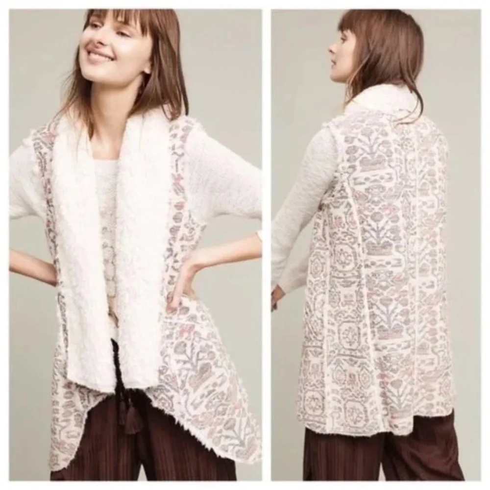 Hei Hei Jacquard Tapestry Faux Fur Lined Vest: see notes on size